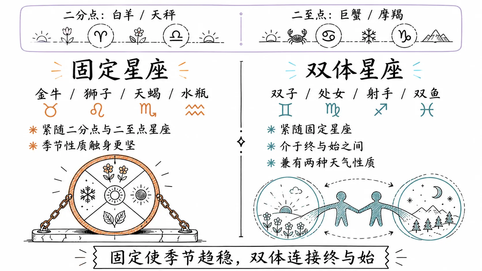 固定星座与双体星座对照