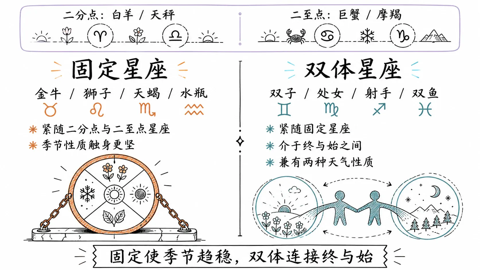 固定星座与双体星座对照