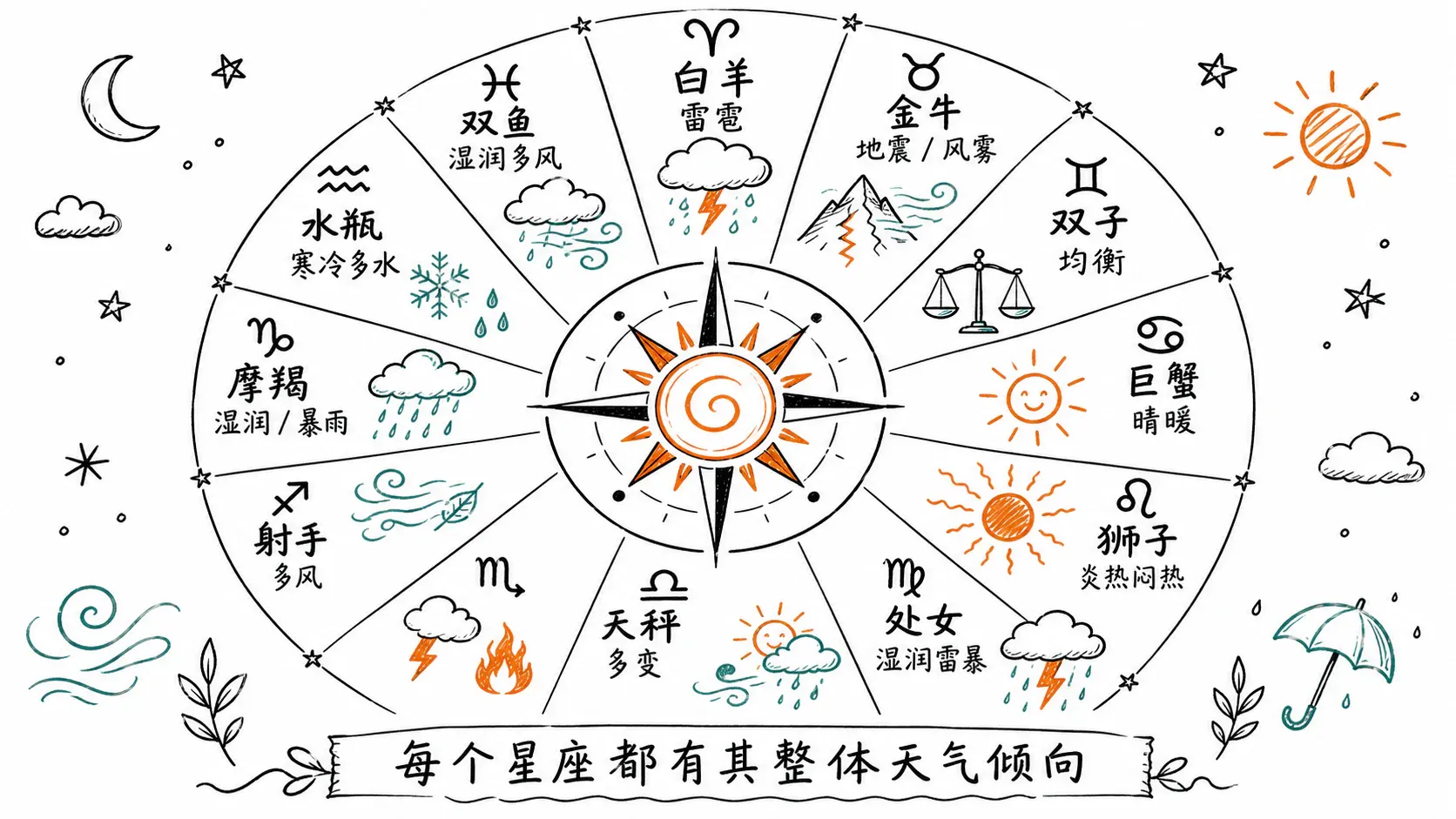 十二星座的整体天气倾向