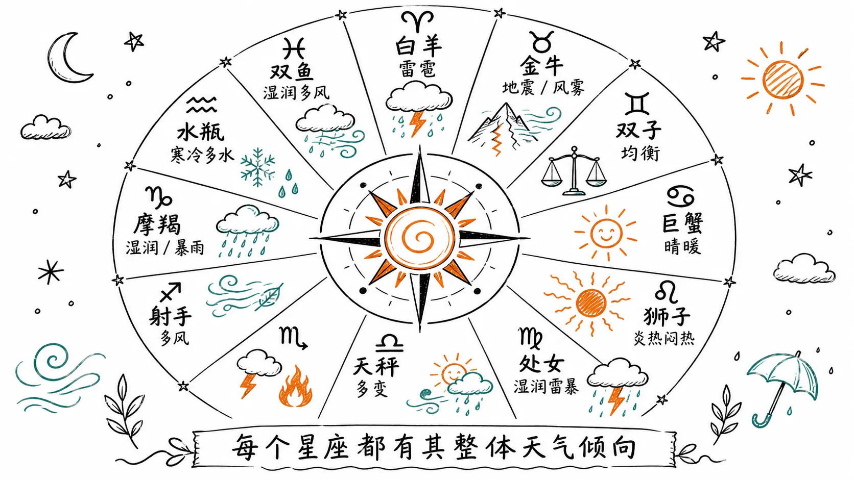 十二星座的整体天气倾向