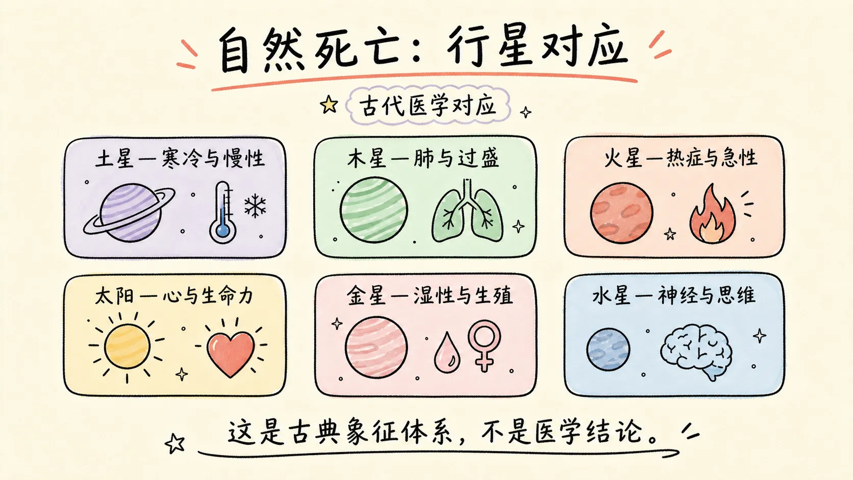 自然死亡的古典行星对应