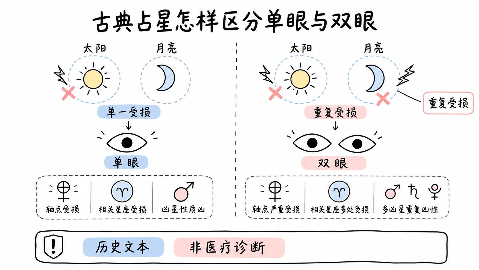 托勒密《四书》卷三插图:古典占星怎样区分单眼与双眼