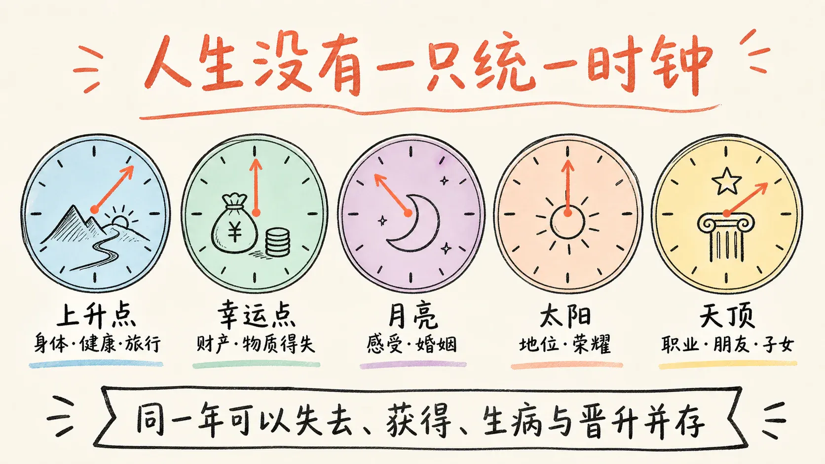 人生不同领域的五只时钟