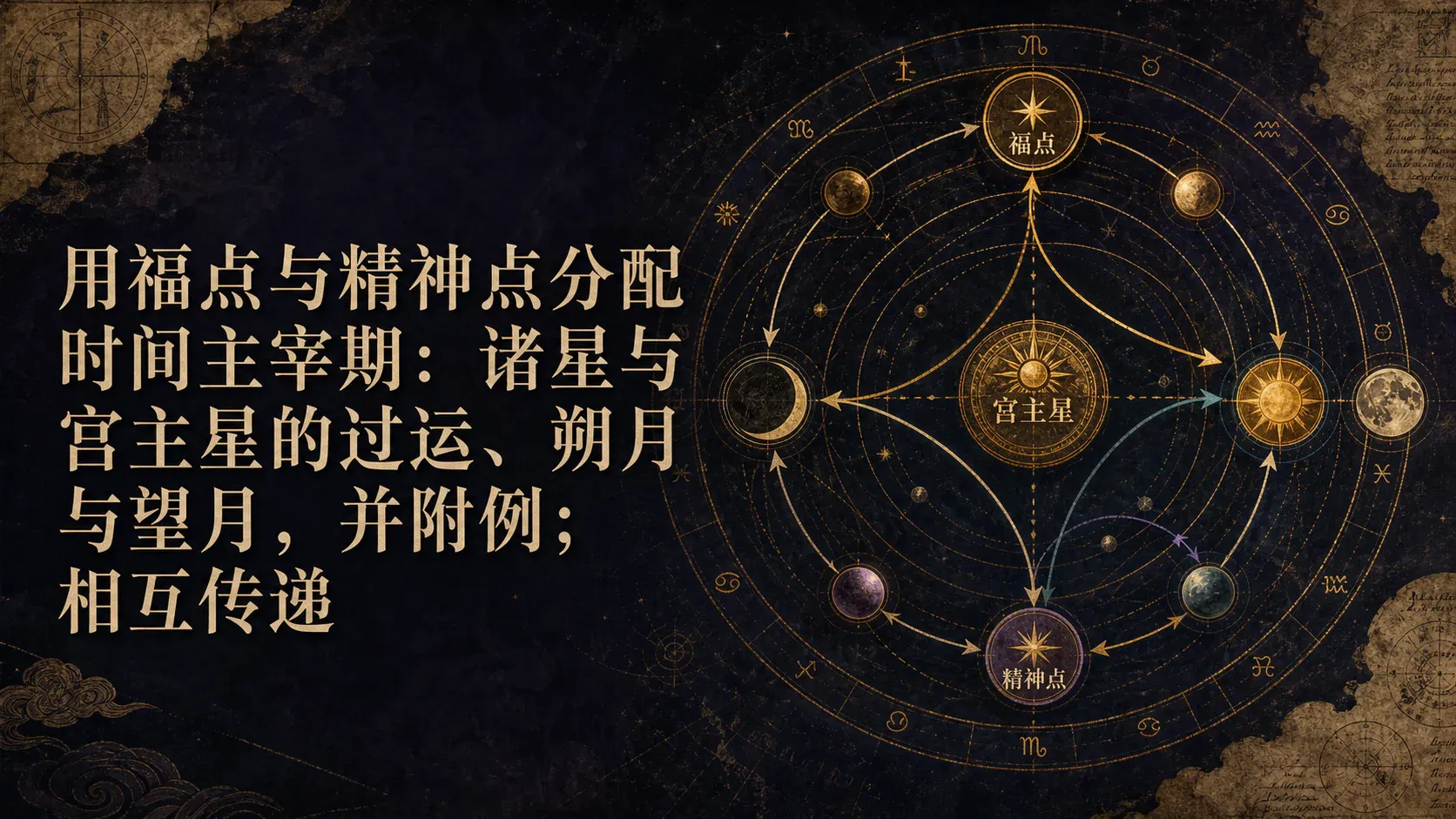 瓦伦斯占星选集·卷四第七节用福点与精神点分配时间主宰期：诸星与宫主星的过运、朔月与望月，并附例；相互传递封面