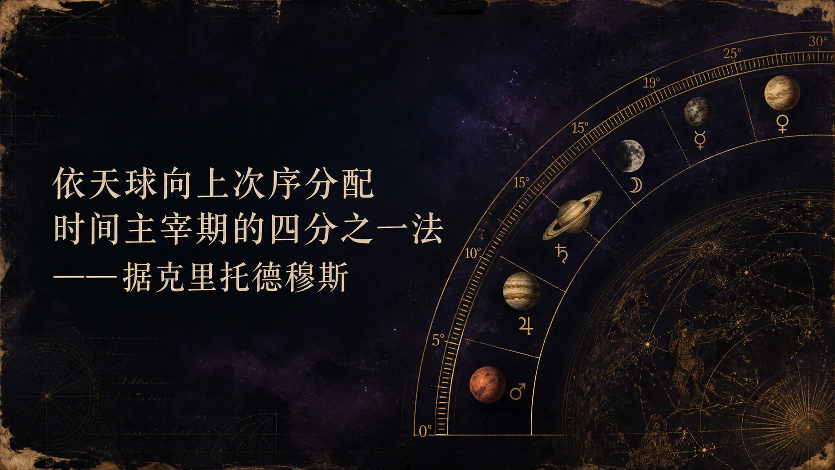瓦伦斯占星选集·卷四第二十六节依天球向上次序分配时间主宰期的四分之一法——据克里托德穆斯封面